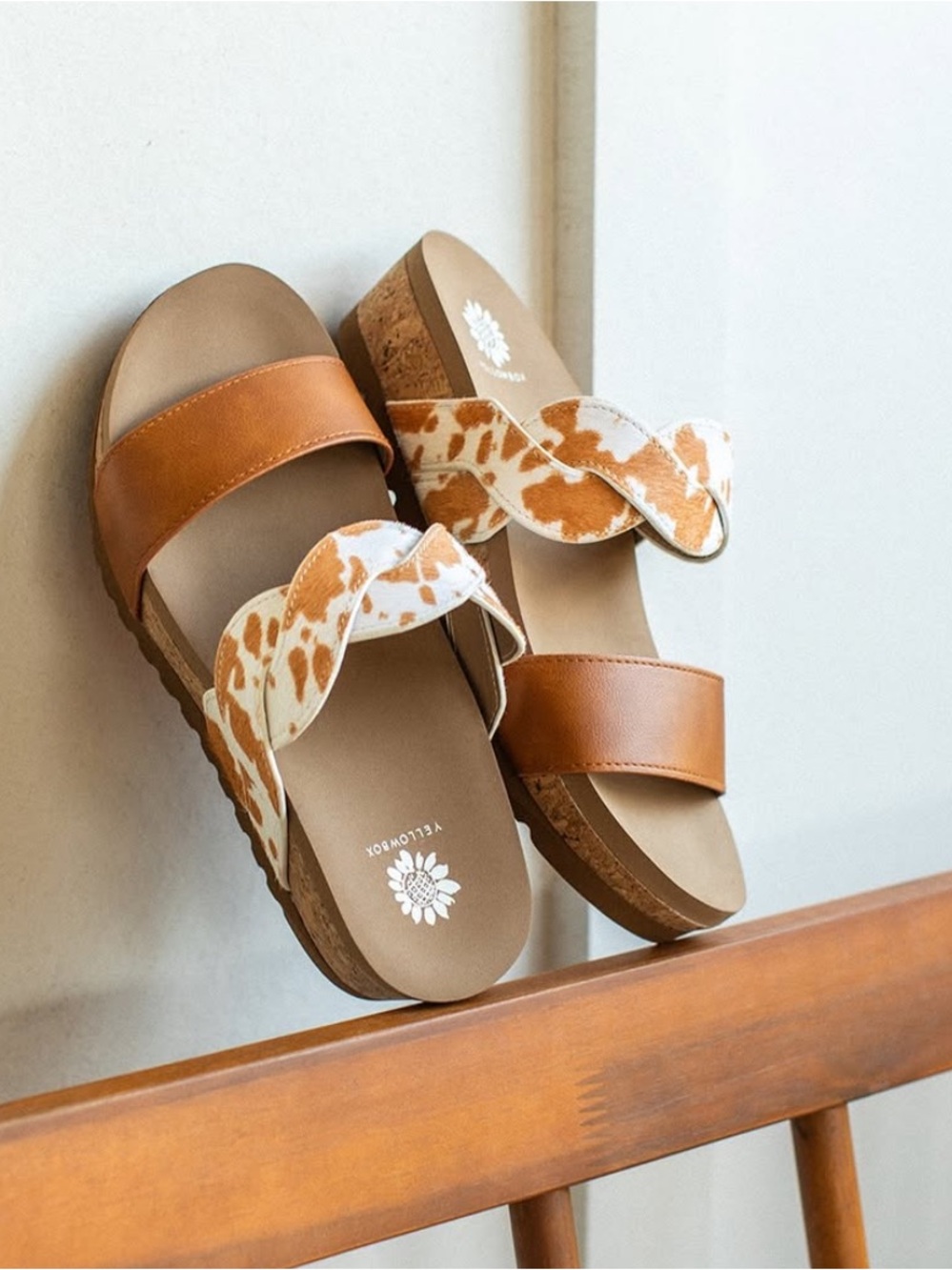 Yellow Box leapord Print Slide Sandals